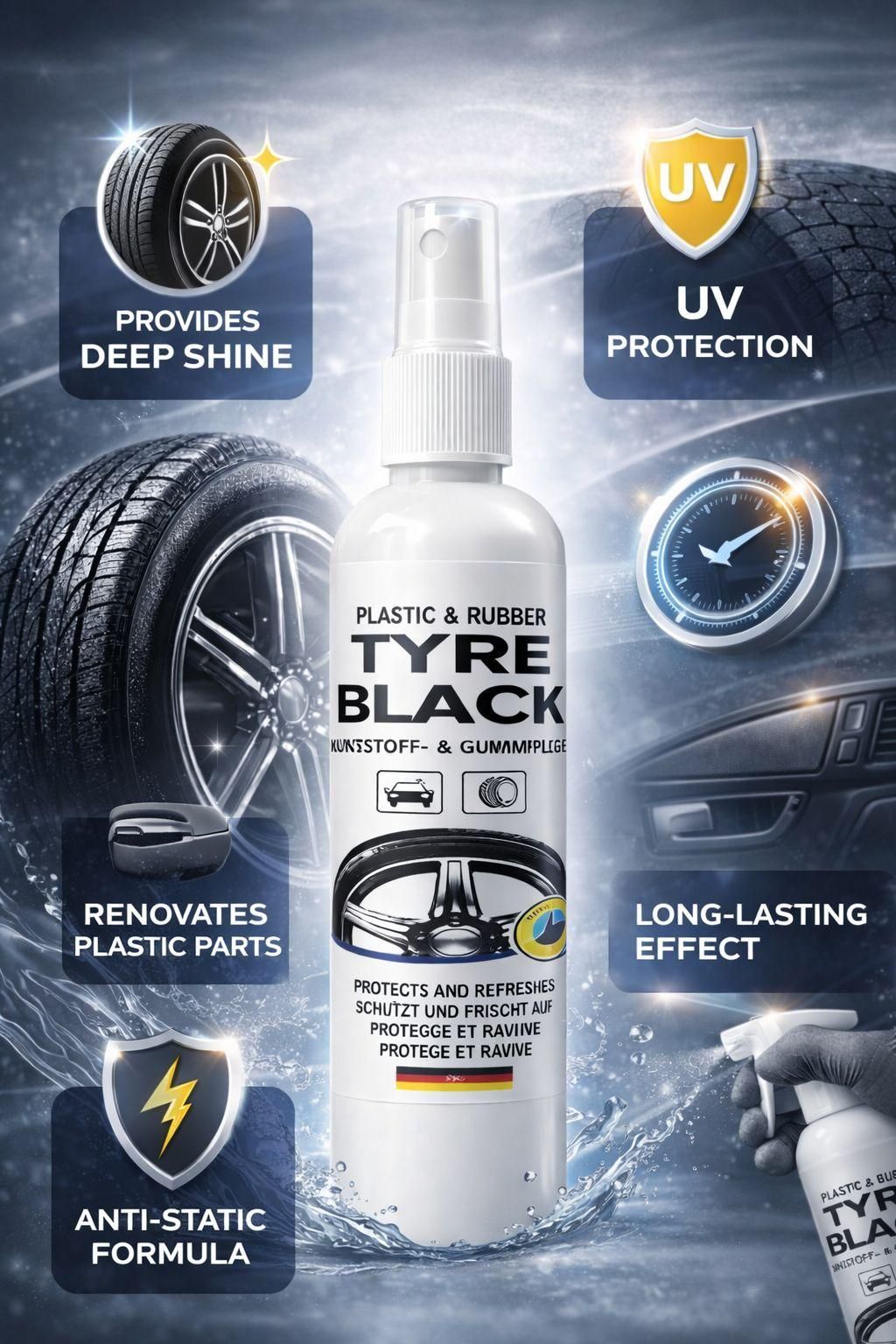 Plastic Rubber Tyre Shine Protector Spray 100 ml (Pack of 2)